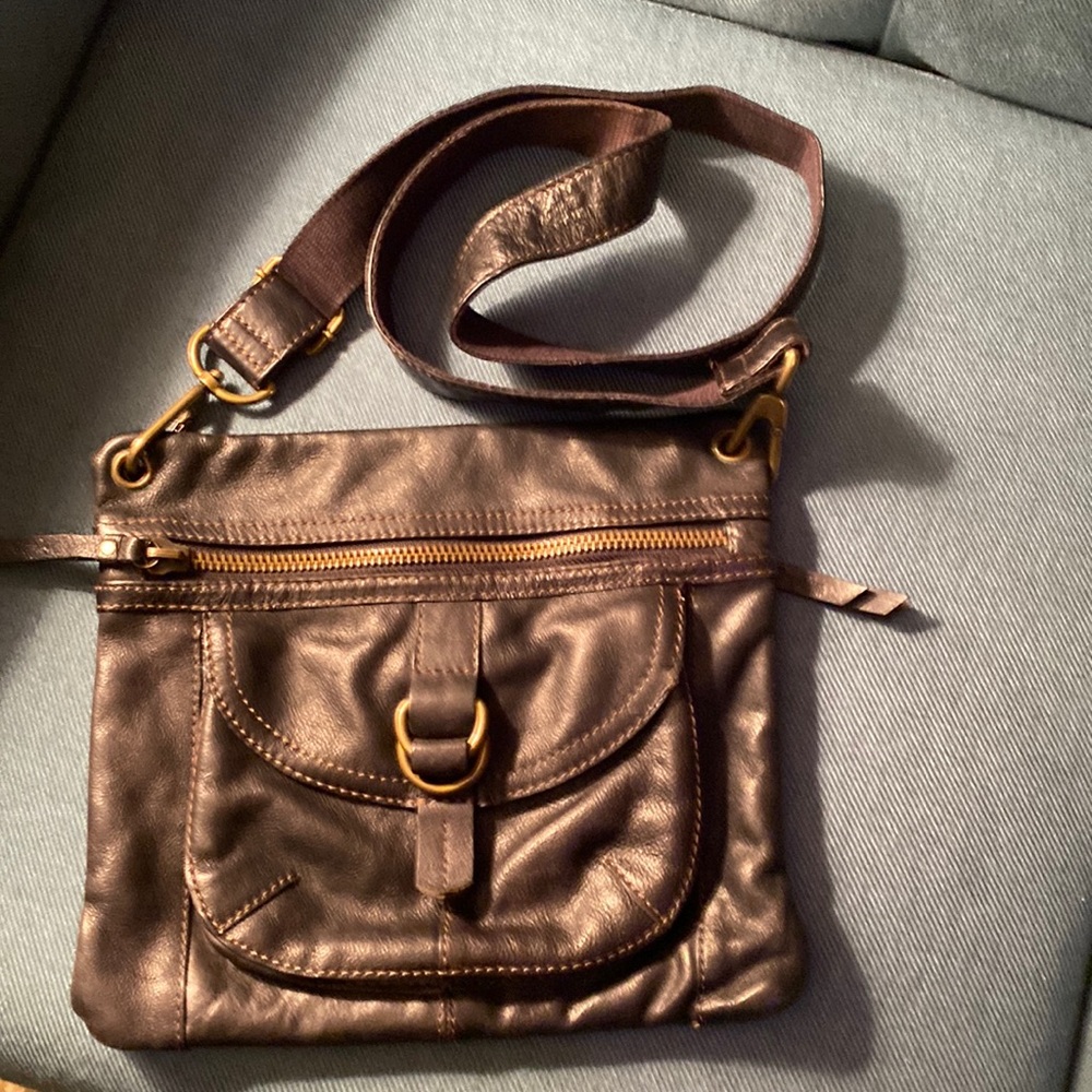 Fossil black leather crossbody bag